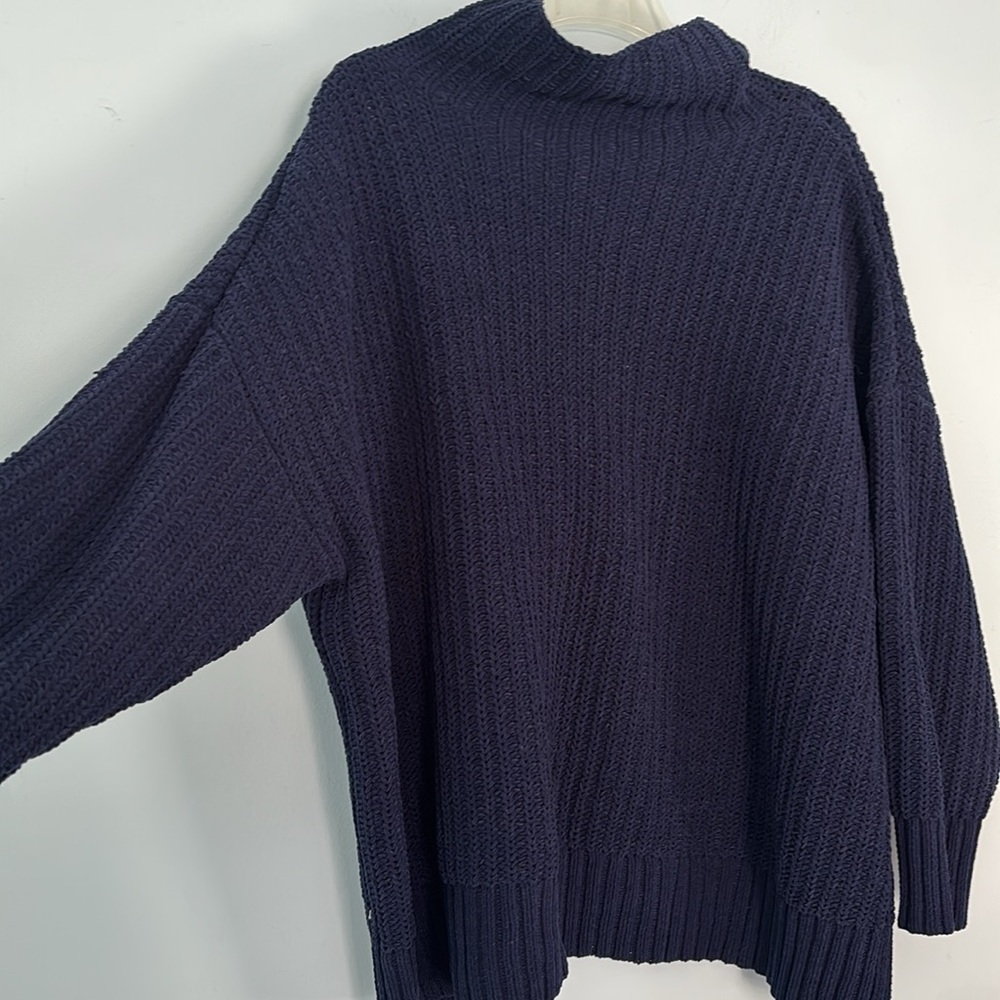 aerie oversized blue cable knit turtleneck sweater, size large